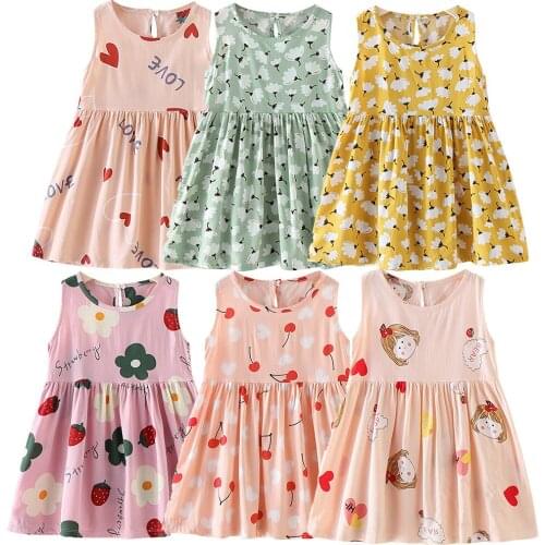 Summer Girls Dress Fashion Sleeveless Backless Kids Dresses Toddler Girl Birthday Party Princess Dress Cotton Children 2021