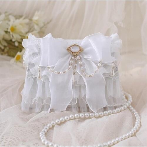 Fairy Sweet Lolita Lace Bow Shoulder Bags Women Handbag Messenger Bag With Chain D755