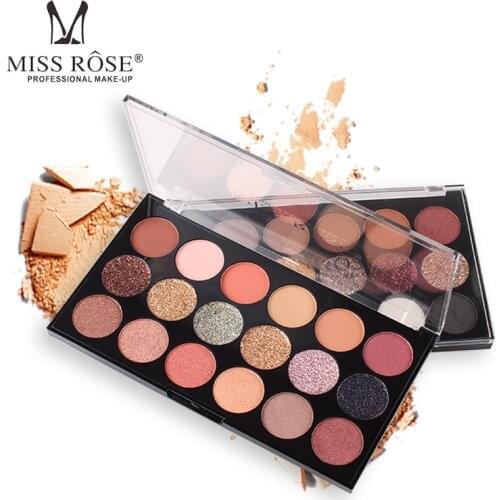 Miss rose 12 colors shimmer matte eyeshadow + 6 color diamond glitter eyeshadow waterproof long lasting metallic eyeshadow MS164