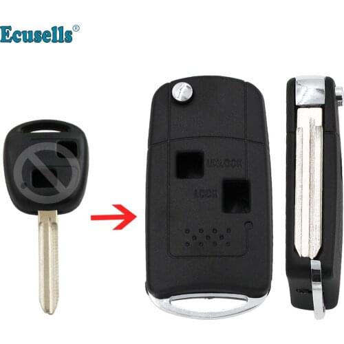 2 Button modified Flip Remote Key Shell case cover fob for Toyota Corolla RAV4 Celia Yaris HiAce Land Cruiser TOY43 blade