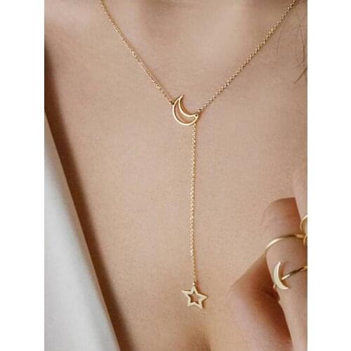 Fashion Mood Tracker Water-wave Chain Simple Moon Star Necklace Collarbone Chain Short Choker Cute/Romantic Necklaces For Women