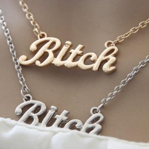 Fashion Women Clavicle Necklaces Bitch Letters Pendant Necklace Fine Jewelry Gift C66