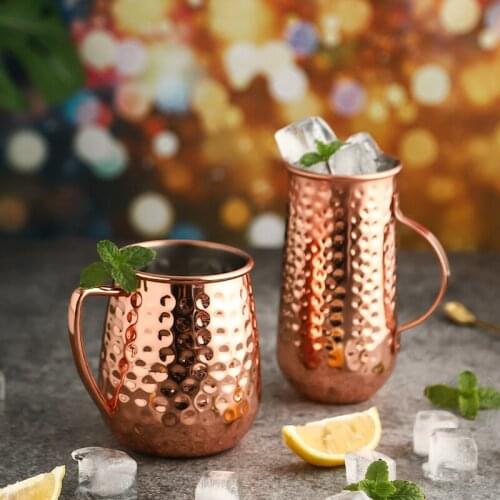 Hammer point Moscow mule cup cocktail stainless steel copper plated beer cup coffee milk tea cup