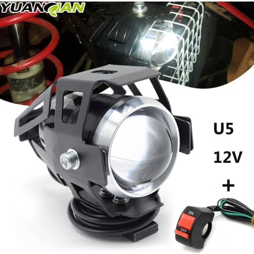 Motorcycle LED Headlight Fog Light 125W 3000LM U5 Waterproof Driving Spot Head Lamp Switch Moto Accessories 12V FOR YAMAHA