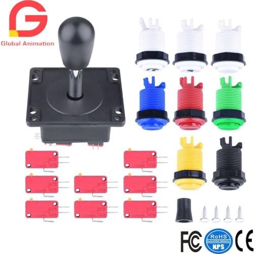 Arcade Accessories Kit with 1 Update Version Joystick,8 Push Buttons(1P/2P buttons & 6pcs Buttons) for Arcade Video Game