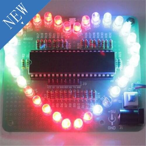 DIY Electronic Kit Heart Shape Colorful LED Module Love Water Light STC89C52 Parts & Components