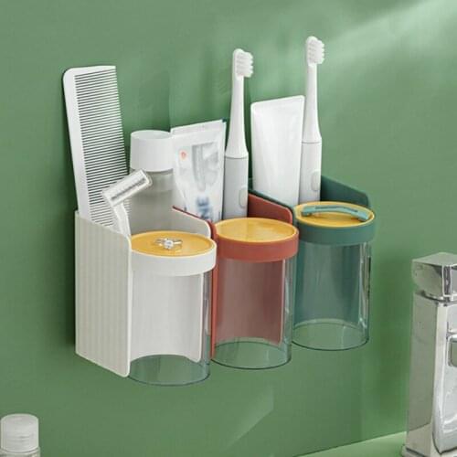 Wall-Mounted Holder Space Saving Toothbrush Holder Bathroom Comb Toothbrush Toothpaste Storage Rack Household Storage Holde