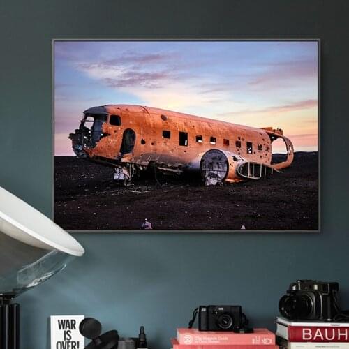 Crashed Plane Wall Art Poster Prints Black and White Vintage Memorial Canvas Painting Nordic Living Room Home Decor Unique Gift