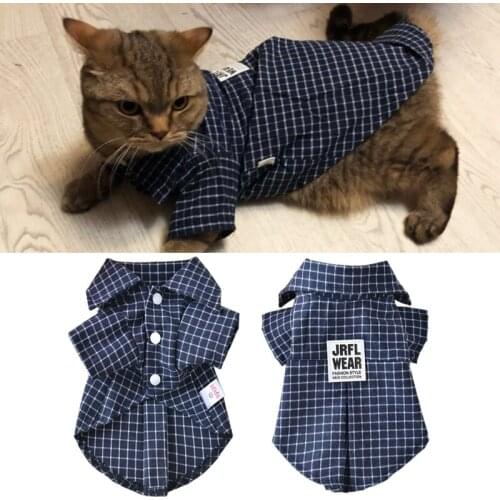 New Summer Pet Clothes For Small Cats Dogs Classic Plaid Kitten Kitty T-shirt Shirts Soft Cotton Puppy Cat Dog Clothing Costumes