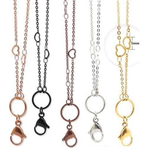 Newest style! 10pcs 32''(80cm) 316L stainless steel Heart Station Custom Link Chain Floating Memory Locket Pendant Necklace