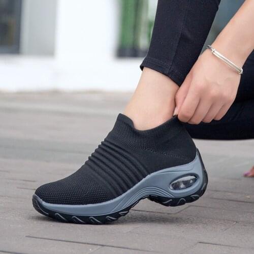 New Socks Shoes, Womens Sports Casual Shoes, Womens Flying Woven Air Cushion Shoes, Breathable Shoes