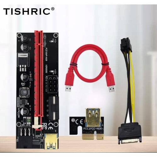 TISHRIC 10PCS PCI-E Riser Card USB 3.0 Graphics Extension Cable 1X 4x 8x 16x Extender PCI PCI-E 009S Riser Adapter Miner Mining