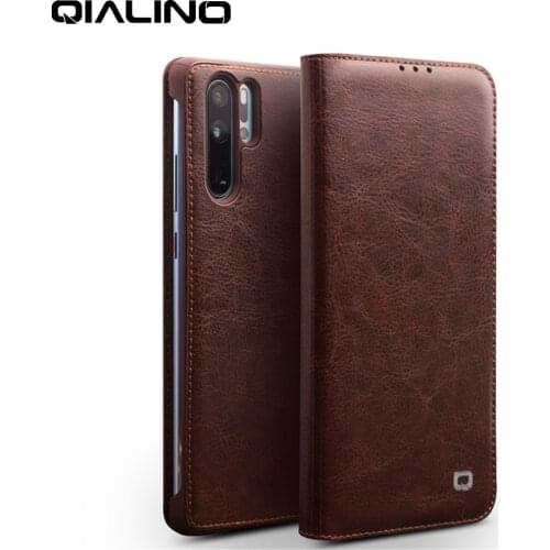 Qialino Genuine Leather Ultra Slim Phone Cover For Huawei P30 Pro 6.47 Inch Luxury Handmade Flip Case For Huawei P30 6.1 Inch