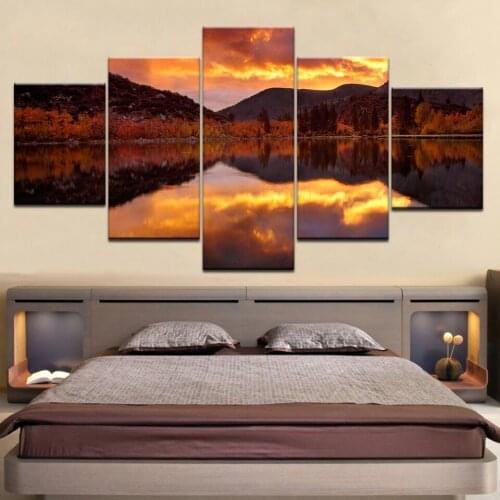 Framework Cloud twilight wallpaper 5 panel HD Print modern Modular posters Canvas Art painting For home living room decor
