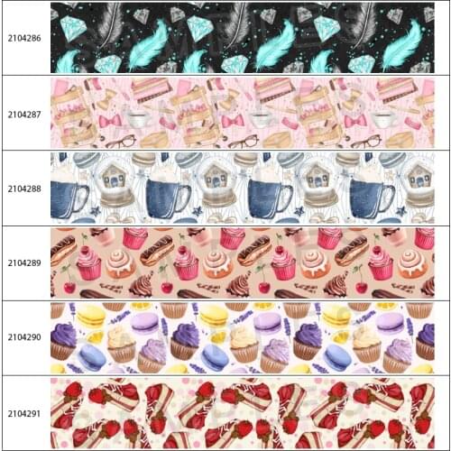 Retro Cupcake Pattern Print Grosgrain Ribbons 10 Yards Wedding Event Party Floral Decoration