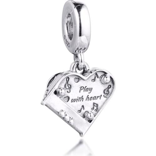 Grand Piano Heart Dangle Charm for Bracelets 2020 diy Women Cheap Charms New Arrival diy 925 Sterling Silver Pendant