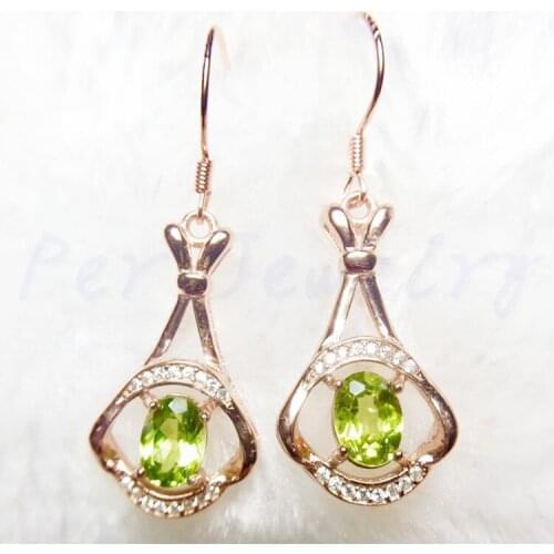 Peridot drop earring Free shipping Natural real peridot 925 sterling silver 0.95ct*2pcs gemstone Fine jewelry #T18052908