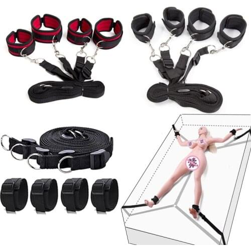Tied Bed Bondage System, Sex Slave Handcuffs Ankle Cuff Restraint, Open Leg Strap Wrist Cuffs Adult Game BDSM Sex Toys For Woman