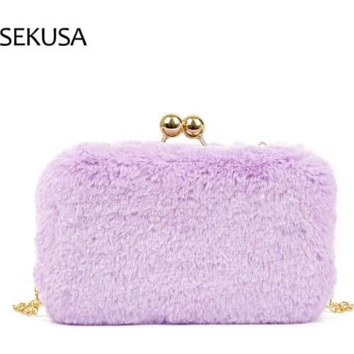 Cute Paw Girls Chain Zipper Shoulder Bag Evening Bags Soft Plush Coin Purse Baby Boys Accessories Small Clutch Bags