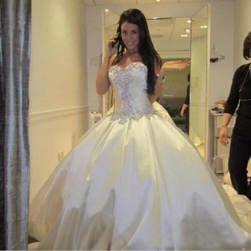 Ivory Bling Pnina Tornai Wedding Dresses Sweetheart Ball Gowns Sparkly Crystal Backless Long Train Bridal Gowns Cheap