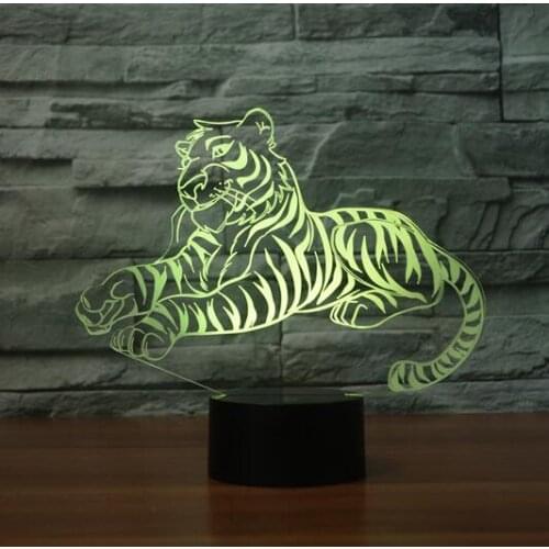 Tiger 3d Night Light 7 Color Changing Remote Touch Switt Usb Table Lampara Lampe 3D Visual Light For Kids Toy Gift