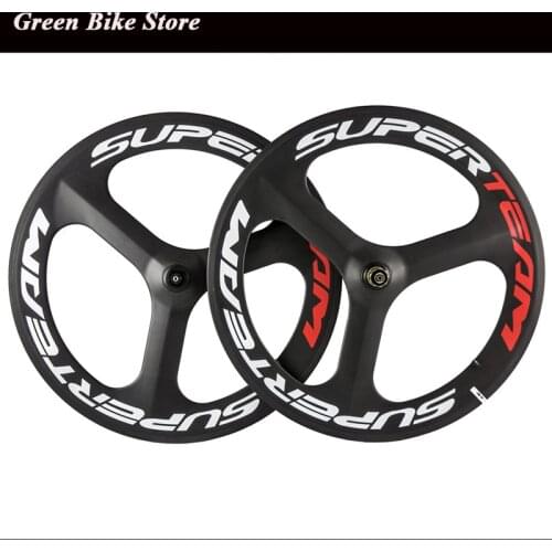 700C Full Carbon Tri Spoke bicycle Wheel Front Rear Wheel For Road / Fixed gear Bike Carbon three 3 Spoke Wheel