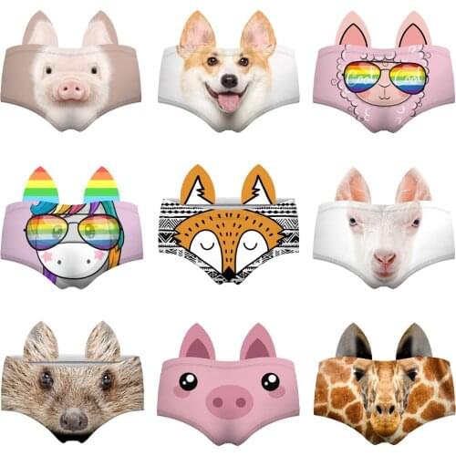 Women Panties Sexy Animal Print Ears Knickers Fashion Female Girl Cats Pigs Briefs Soft Breathable Underwear Lingeries Wholesale