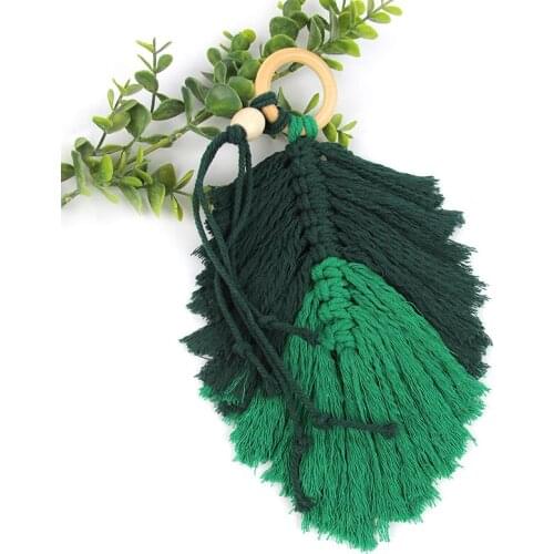 Boho Decor Macrame Wall Hanging Home Decoration Accessories Feathered Charm Car Wall Hanging Hand-woven Tapestry Wall Hanging