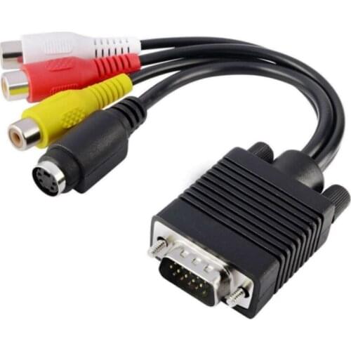 VGA To 3 RCA Sub D 15 pin Male VGA SVGA to S-Video 3 RCA TV AV Out TV-Out Converter Adapter Cable for Laptop PC Video Cards