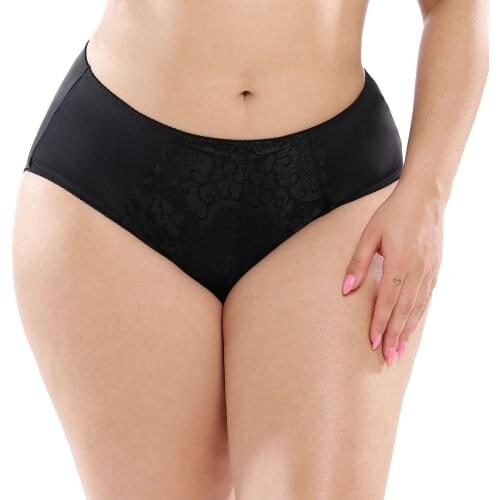 High Quality Floral Lace Smooth Polyester Sexy Lace High-Rise Briefs Underwear Comfort Beauwear L-5XL Plus Size Fo Women Panties