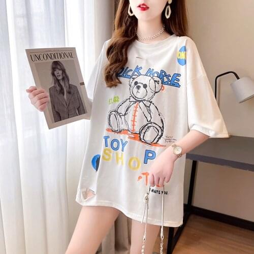 New Pure Cotton Mid-Length Womens T-shirts Plus Size Casual Summer Top for Maternity Wear Pregnancy Clothes Maternity Blouse