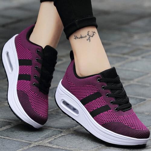 New Spring Breathable Mesh Sports Women Shoes Casual Travel Sports Walking Thick-soled Height-increasing Ladies Vulcanized Shoes