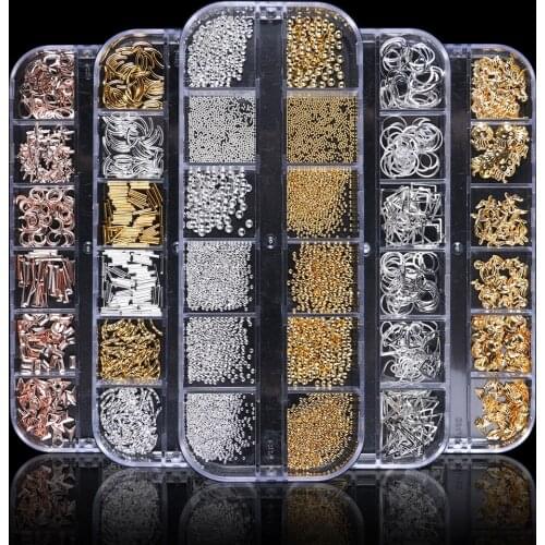 1Case Gold Silver Hollow 3D Nail Art Decorations Metal Frame Nail Rivets Shiny Charm Strass Manicure Accessories Studs JI772-1