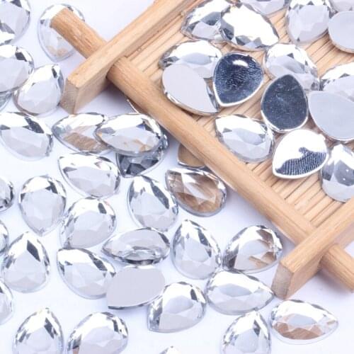 10x14mm 1000pcs Flat Facets Acrylic Rhinestone Tear Shape Many Colors Choose DIY Nail Art Decorations Glue On Garments Crafts