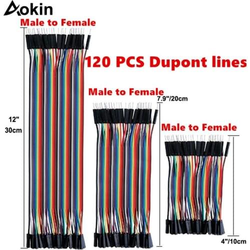 120pcs Dupont cable Jumper 40pin Male to Female 10cm/ 0cm 30cm for Arduino Breadboard Based DIY Raspberry Pi 2 3 Ribbon Cables