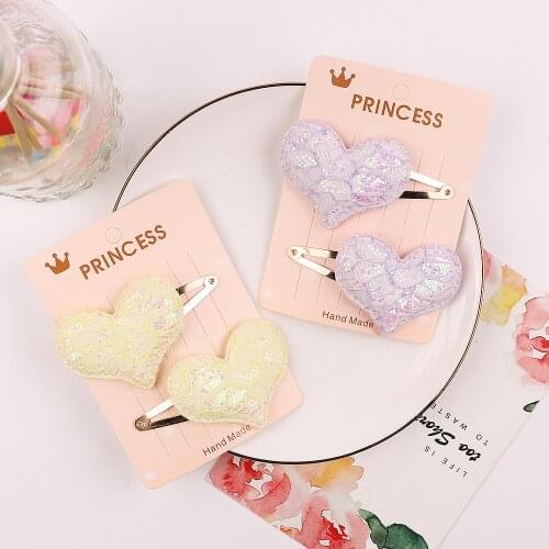 2Pc/Lot Gradient Glitter Crown Hair Clip For Kids Girls Solid Color BB Clip Boutique Hairpins Barrette Headwear Hair Accessories