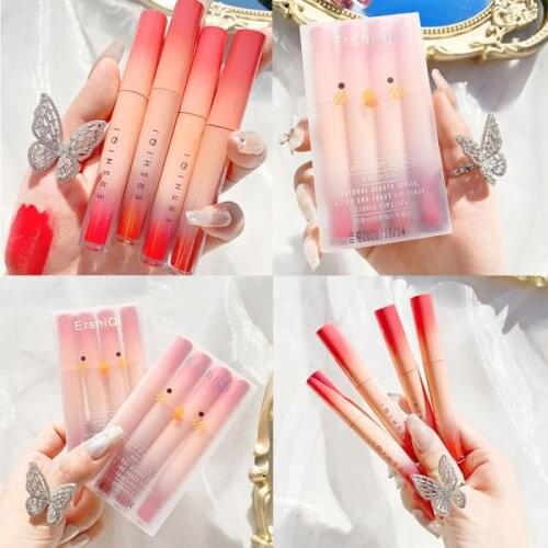 4Pcs/set Matte Liquid Lipstick Set Waterproof Long-lasting Not Smudge Easy to Color Moisturizer Nutritious Lips Makeup Set TSLM2