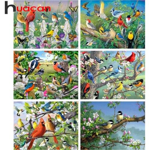 Huacan 5D Full Diamond Painting Bird Tree Diamond Mosaic Embroidery Animals Needlework Handicraft Pictures For The Home