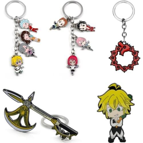 The Seven Deadly Sins Keychain Key Ring Anime Nanatsu No Taizai Meliodas Dragon Keyring Escanor Divine Axe Rhitta Key Chains