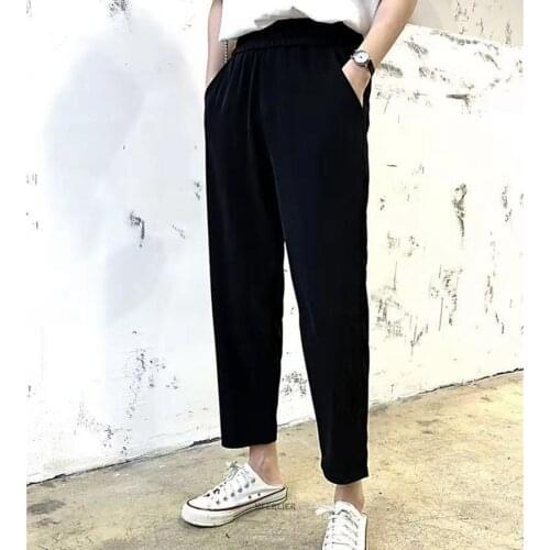 Size 9XL 160kg Casual Harem Pants Women Ankle-length Loose Elastic Waist Oversized Black Simple Comfortable Office Ladies Pants