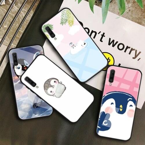 Cute Penguin Adorable Tempered Glass Case For Samsung Galaxy A10S A10E A20S A20E A30S A40 A50S A60 A70 A80 A90 A6 A7 A8 Shell