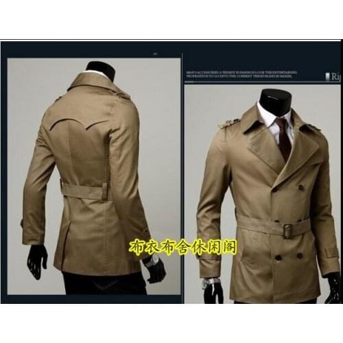 Black khaki plus size S - 9XL spring autumn mens trench coat men new business casual gentleman double-breasted long jacket men