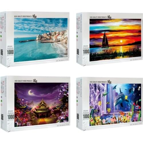 Wooden Jigsaw 1000 Puzzle Board Set Colorful Landscape Painting Animal Series Educational Toys for Adults And Kids Xmas Gift