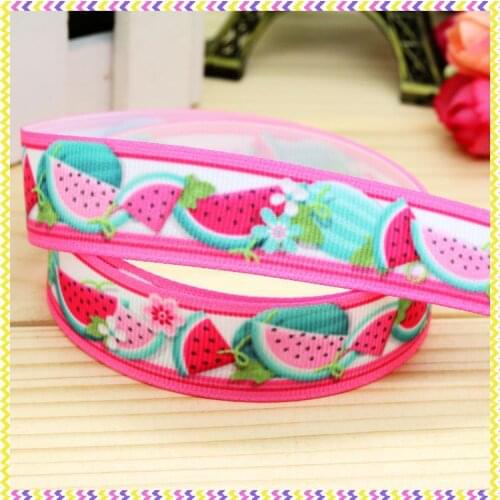 DHK 7/8'' 5yards watermelon printed grosgrain ribbon headwear hair bow diy party decoration OEM Wholesale 22mm E923