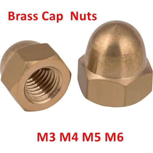 DIN1587 M3 M4 M5 M6 M8 Brass Cap Hex Nut Decorative Dome Head Cover Senicircle Acorn Nuts