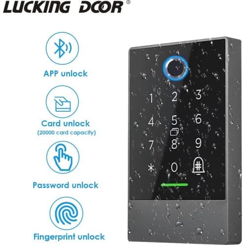 13.56MHZ Access Control Reader Fingerprint Door Lock Waterproof rApp Digital Bluetooth Lock Long Range Fingerprint Card Reader