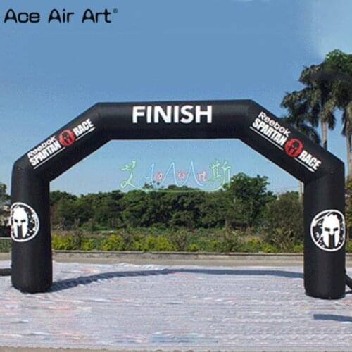 8m W Fantastic Airblown Gantry Inflatable Black Finish Line Arch with Logo Print for Race Events