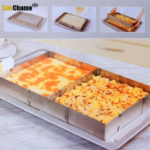 1PC Large Creative Baking Tool Stainless Steel Adjustable Retractable Candy Turning Cake Moulds Rectangular Mousse Mold LB 110