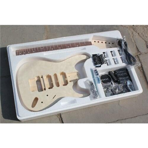 Custom 6 string semi finished guitar,basswood guitar without paint,maple neck ,rosewood fingerboard,tremolo