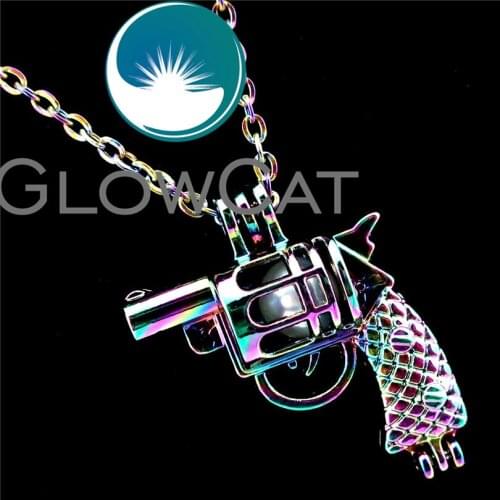 GLOWCAT R-C11 Multicolor Handgun Beads Cage Pendant Perfume Diffuser Pearl Cage Locket Necklace Kids Boys Gift
